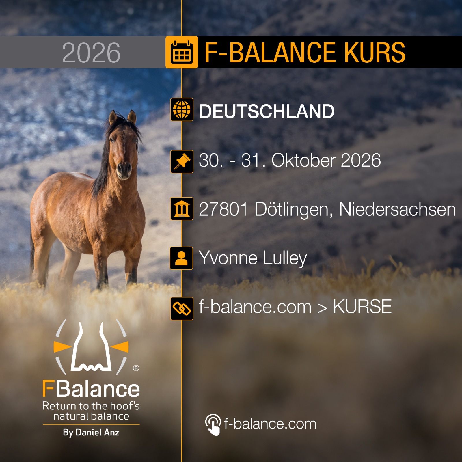 Flyer: F-Balance Kurs 30.–31. Oktober 2026 in Dötlingen